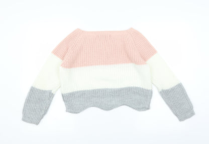 CAMEO ROSE  Womens Pink   Pullover Jumper Size S  - Scallop Hem