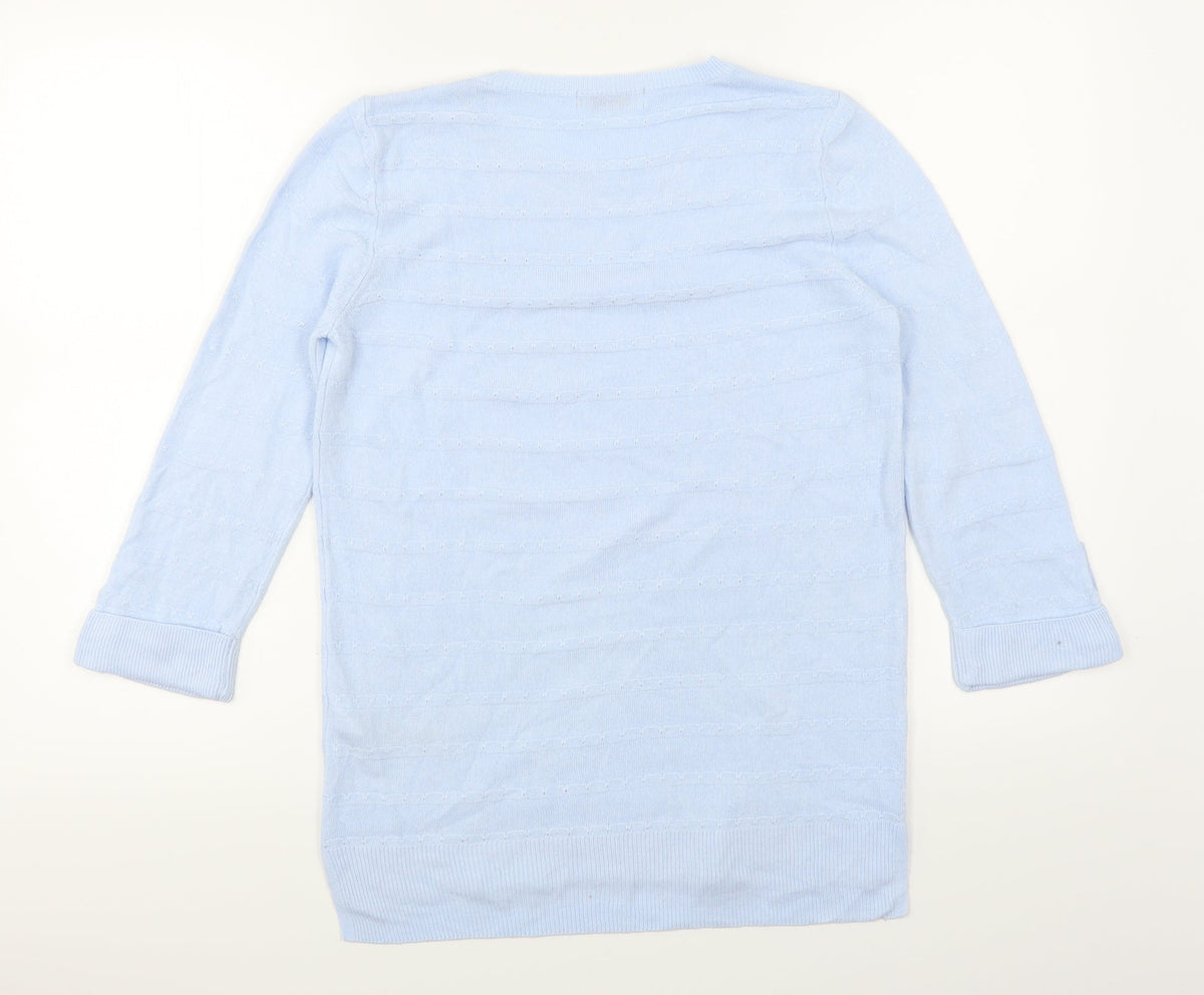Classics Womens Blue Striped Knit Pullover Jumper Size 8