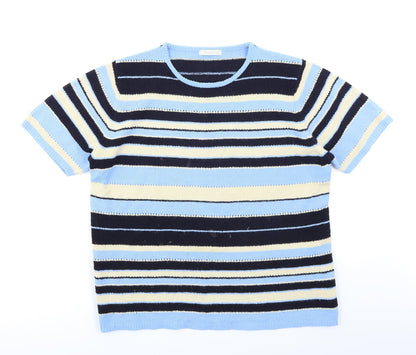Berketex Womens Blue Striped Knit Pullover Jumper Size 18
