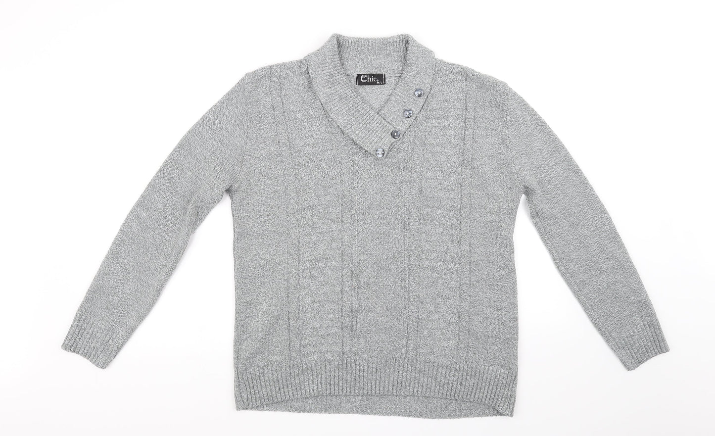CHIC Womens Grey   Pullover Jumper Size M
