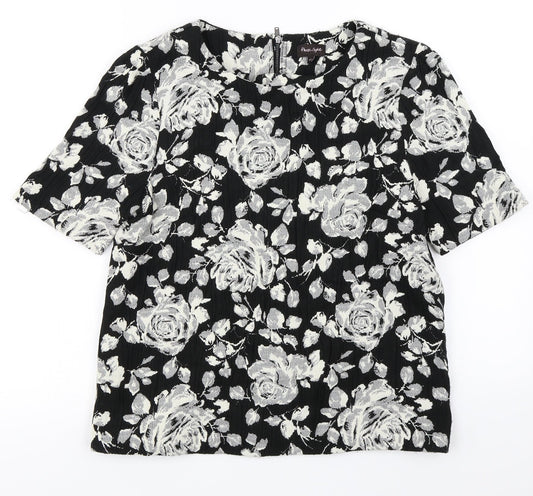 Phase Eight  Womens Black Floral  Basic Blouse Size 10