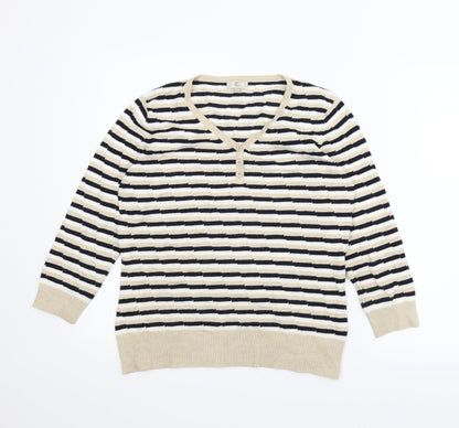 CC Womens Beige Striped  Pullover Jumper Size M