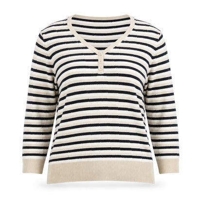 Country Casuals Womens Beige Striped Pullover Jumper Size M
