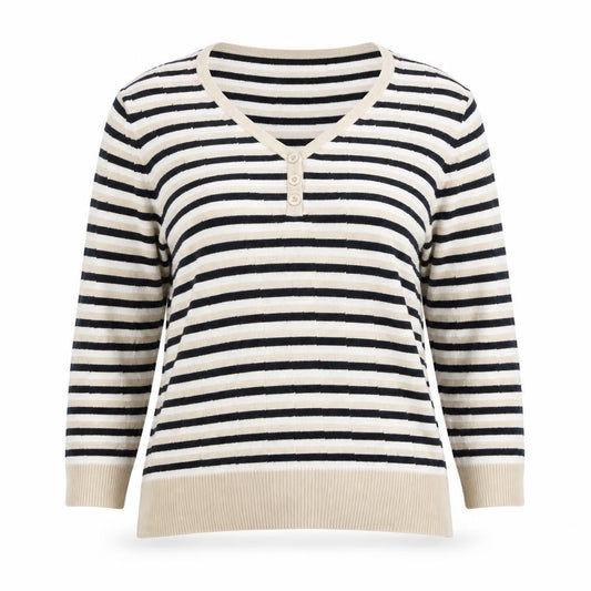 Country Casuals Womens Beige Striped Pullover Jumper Size M