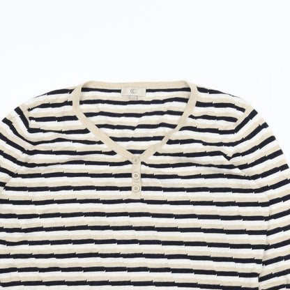 CC Womens Beige Striped  Pullover Jumper Size M