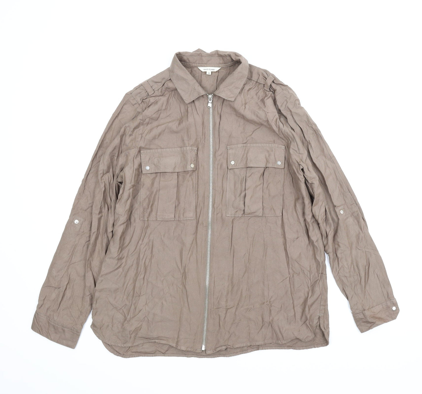 Womens UK Size 12 River Island Brown Basic Blouse