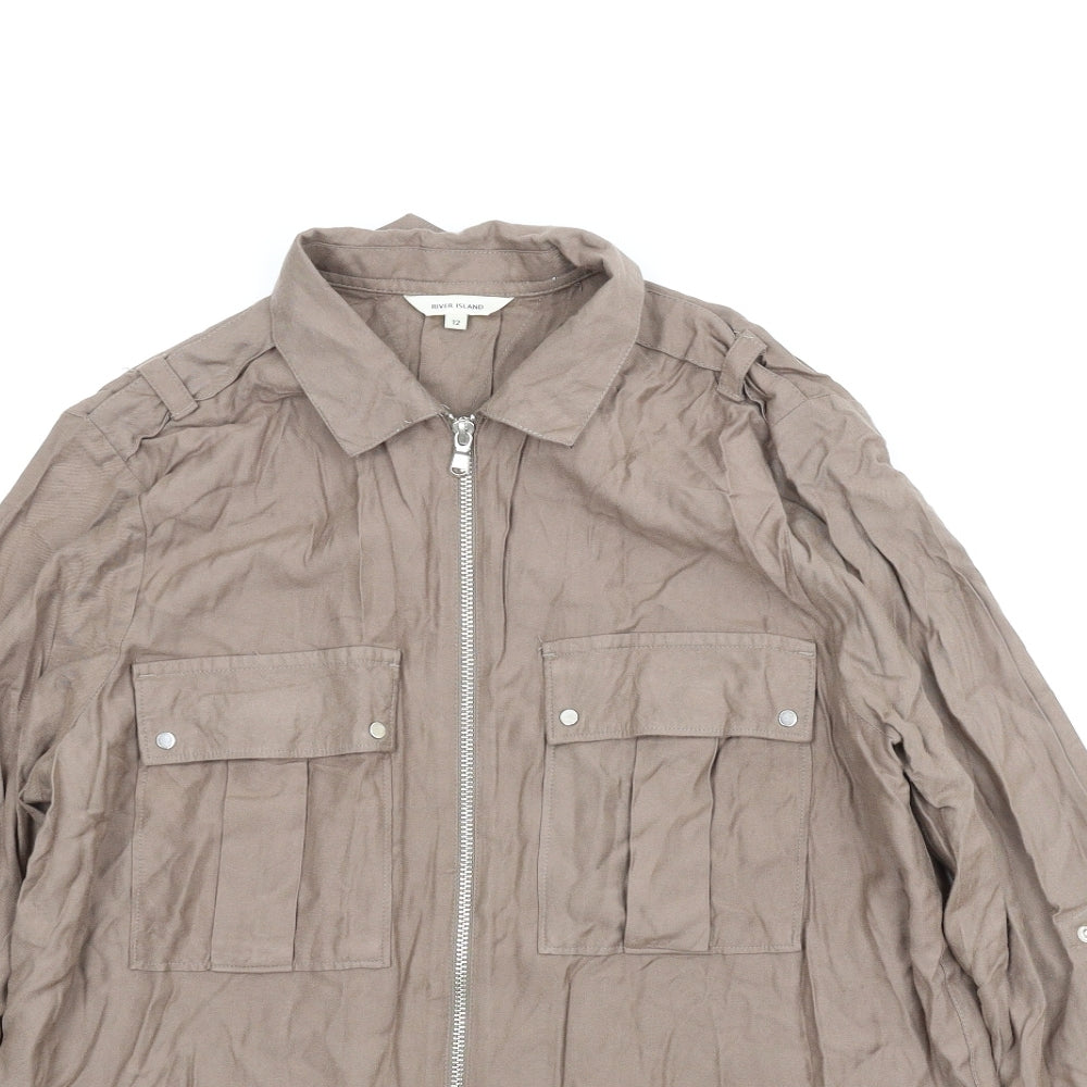 Womens UK Size 12 River Island Brown Basic Blouse