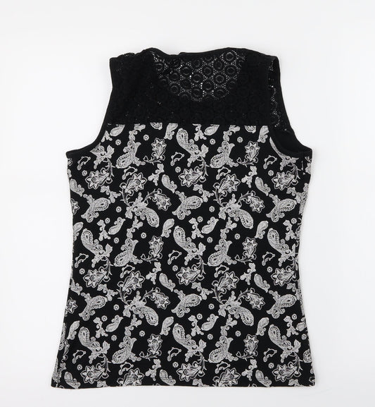 Tu  Womens Black Geometric  Basic Blouse Size 12