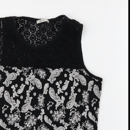 Tu  Womens Black Geometric  Basic Blouse Size 12