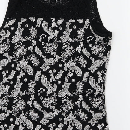 Tu  Womens Black Geometric  Basic Blouse Size 12