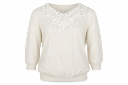 Preworn Womens White  Knit Pullover Jumper Size L