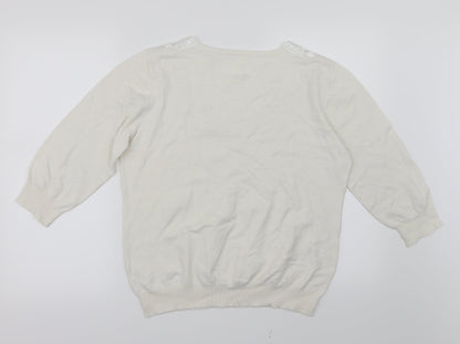 Preworn Womens White  Knit Pullover Jumper Size L