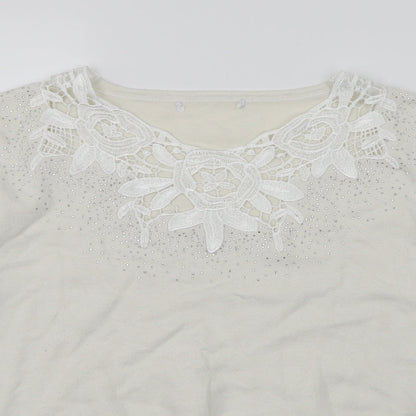 Preworn Womens White  Knit Pullover Jumper Size L