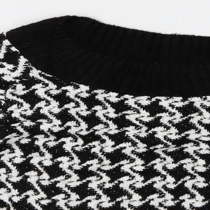 M&Co Womens Black Geometric Knit Pullover Jumper Size XS