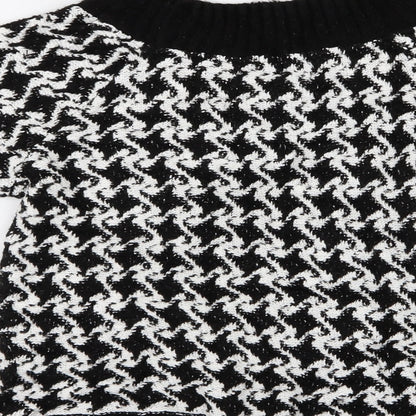 M&Co Womens Black Geometric Knit Pullover Jumper Size XS