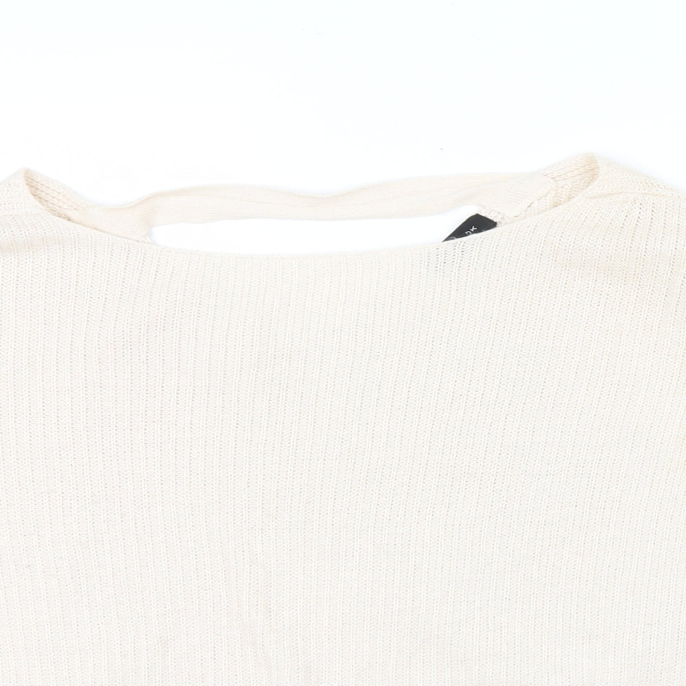 newlook Womens Beige   Henley Jumper Size L  - v neck drop on back
