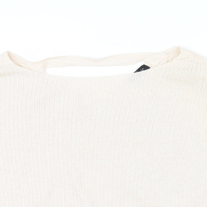 newlook Womens Beige   Henley Jumper Size L  - v neck drop on back