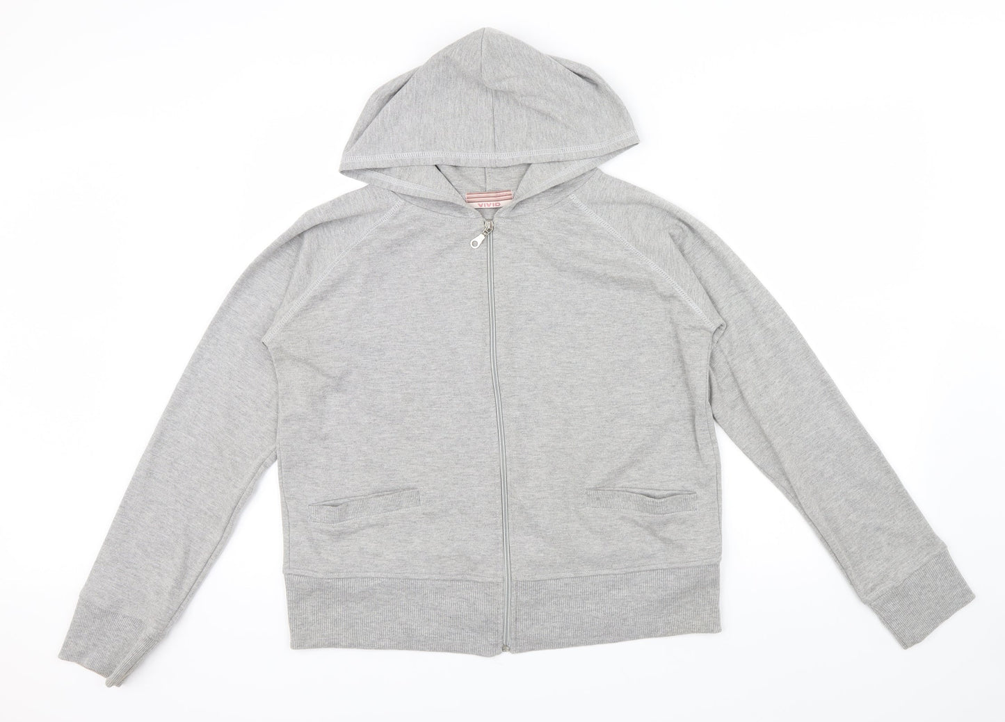 Vivid Womens Grey   Full Zip Hoodie Size 16  - front pockets