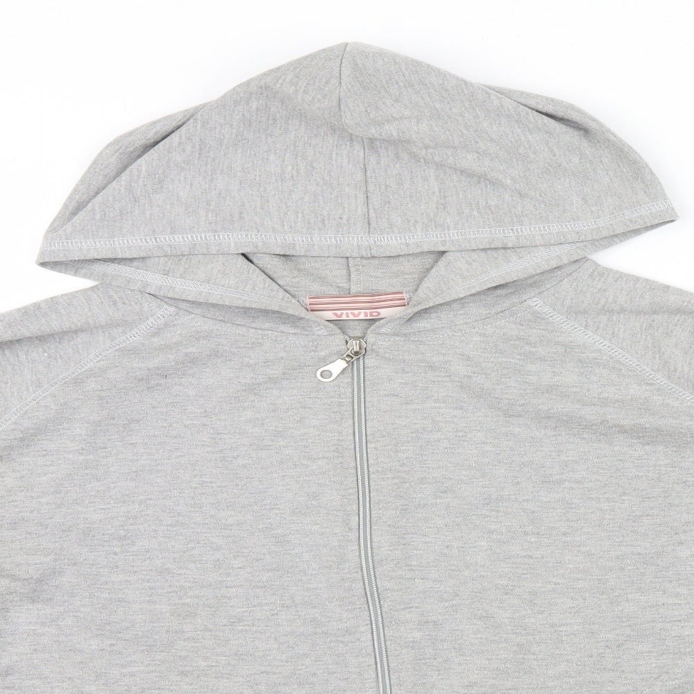 Vivid Womens Grey   Full Zip Hoodie Size 16  - front pockets