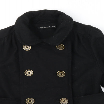 Primark Womens Black   Jacket Coat Size 10  - belt large button detail