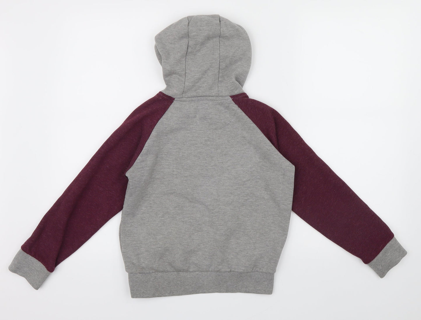 Rebel Boys Grey Colourblock  Henley Hoodie Size 10 Years  - Embroidered logo on front