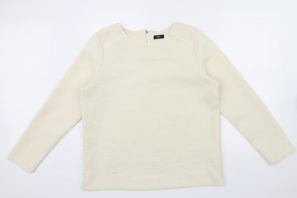 F&F Womens Beige Geometric  Pullover Jumper Size 16  - zip neck on back of top