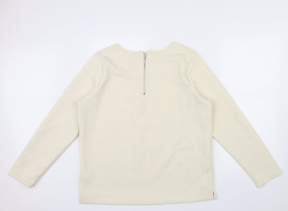 F&F Womens Beige Geometric  Pullover Jumper Size 16  - zip neck on back of top