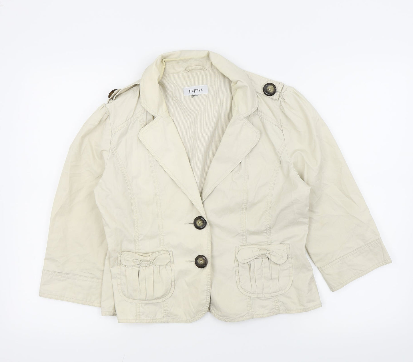 Papaya Womens Beige   Bomber Jacket Coat Size 14