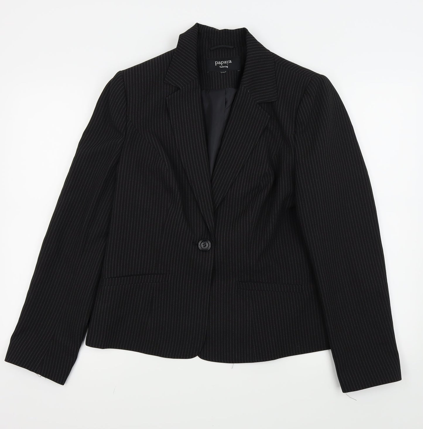 Papaya Womens Black Striped  Jacket Blazer Size 16
