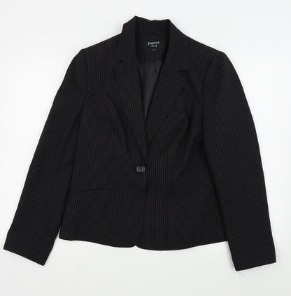 Papaya Womens Black Striped  Jacket Blazer Size 16