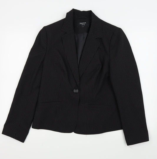 Papaya Womens Black Striped  Jacket Blazer Size 16