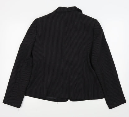 Papaya Womens Black Striped  Jacket Blazer Size 16