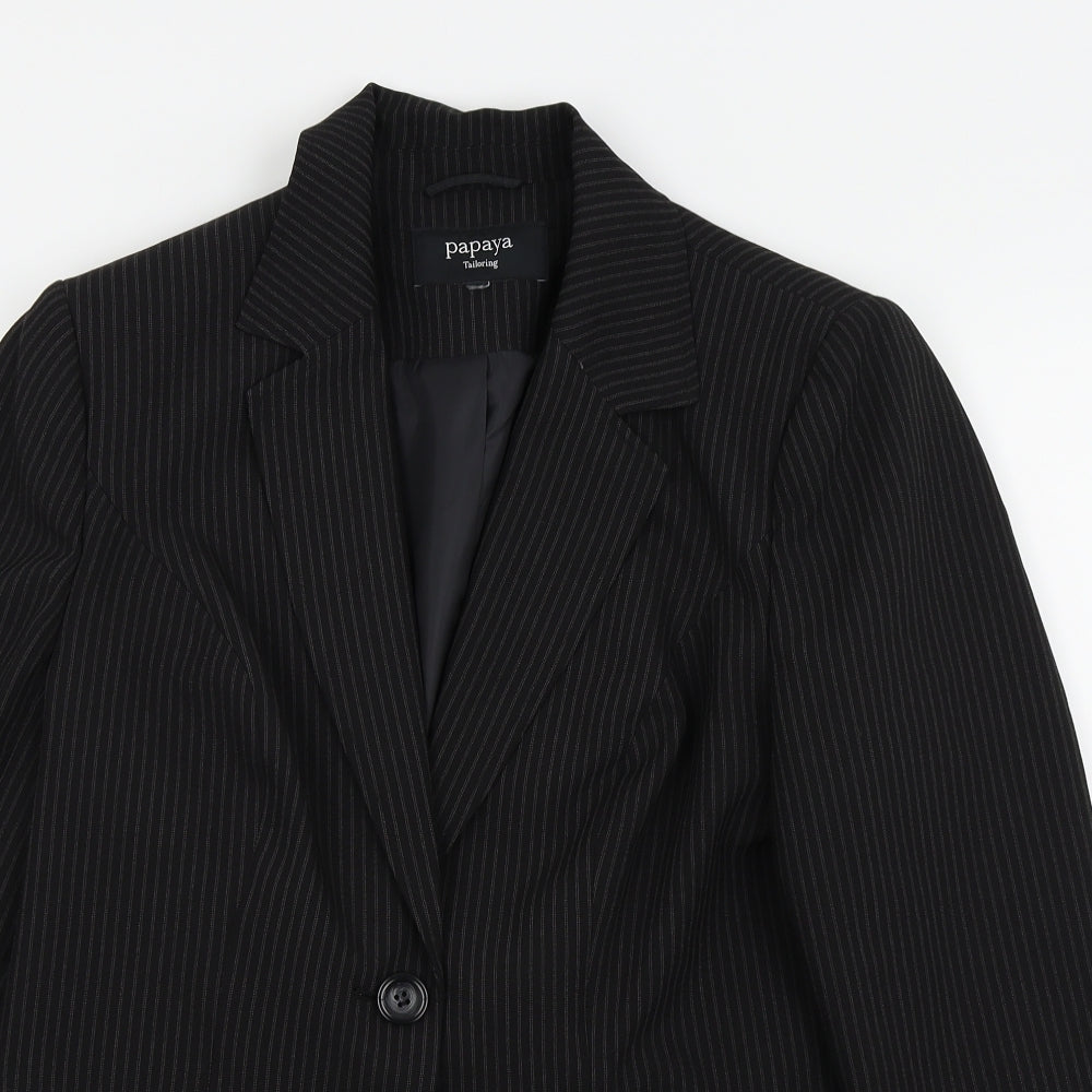 Papaya Womens Black Striped  Jacket Blazer Size 16