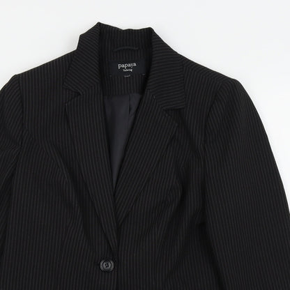 Papaya Womens Black Striped  Jacket Blazer Size 16