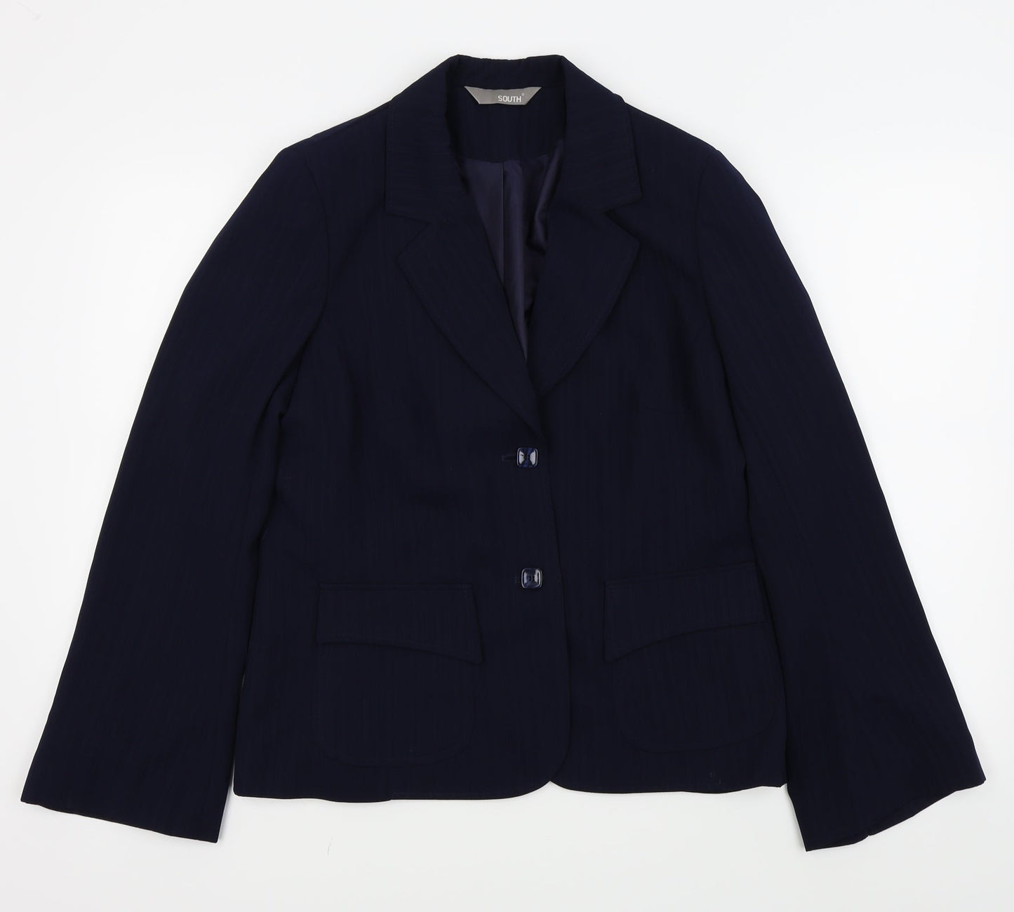 South Womens Blue Striped  Jacket Blazer Size 16