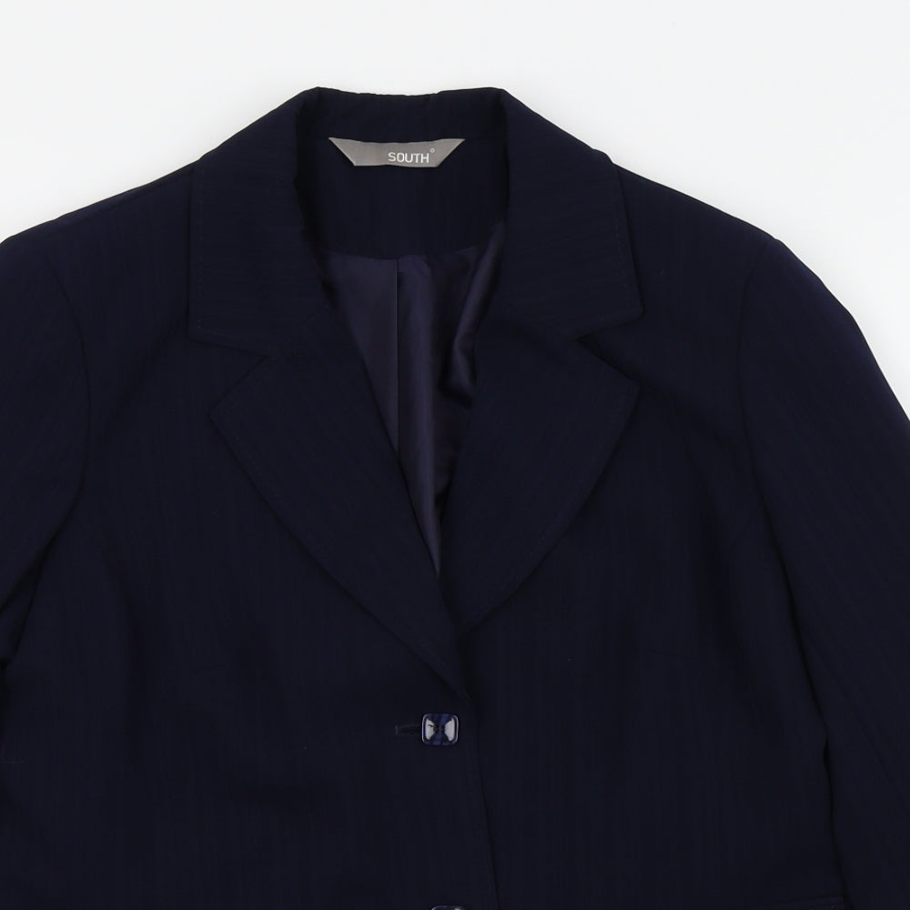 South Womens Blue Striped  Jacket Blazer Size 16