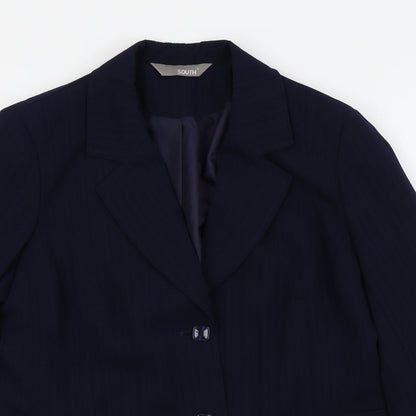 South Womens Blue Striped  Jacket Blazer Size 16