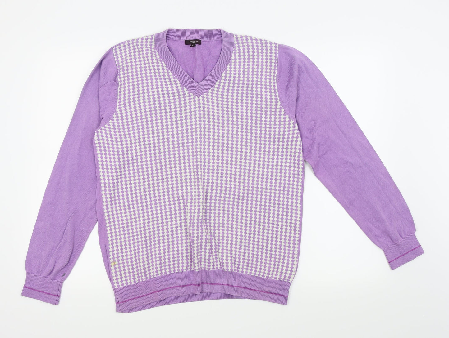 Refectory Mens Purple Check  Pullover Jumper Size M