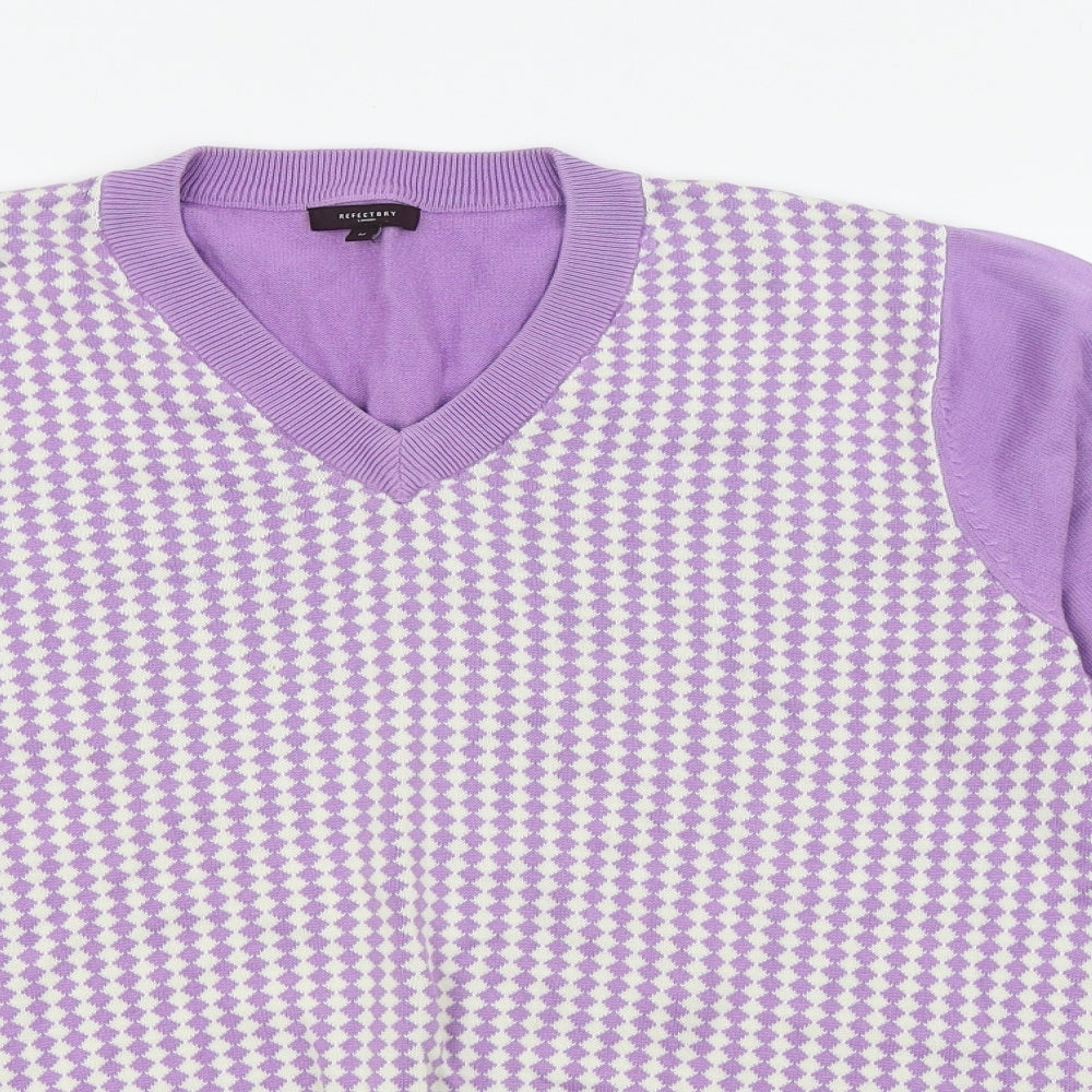 Refectory Mens Purple Check  Pullover Jumper Size M