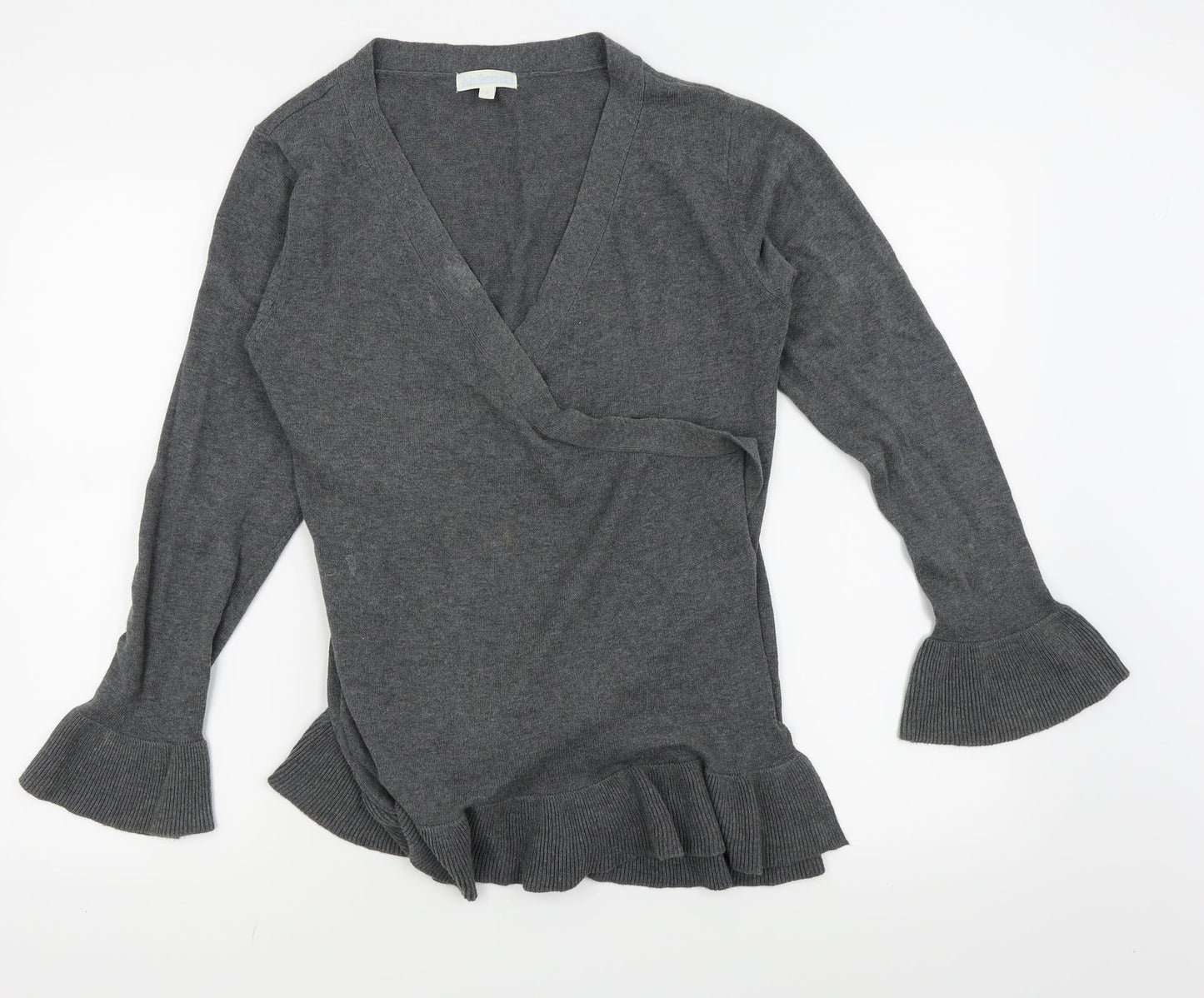 Womens UK Size S JoJo Maman Bébé Grey Wrap T-Shirt