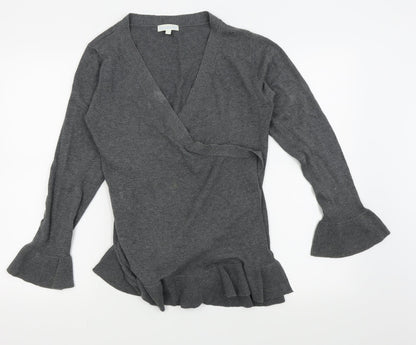 Womens UK Size S JoJo Maman Bébé Grey Wrap T-Shirt