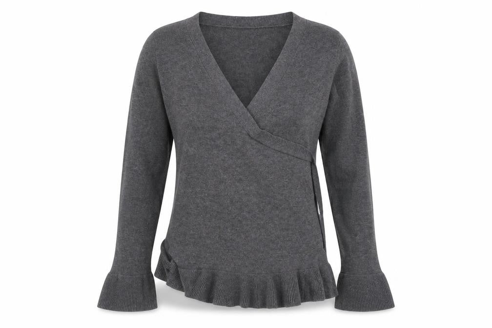Womens UK Size S JoJo Maman Bébé Grey Wrap T-Shirt