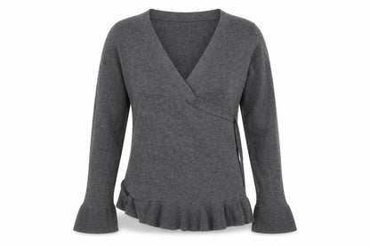 Womens UK Size S JoJo Maman Bébé Grey Wrap T-Shirt
