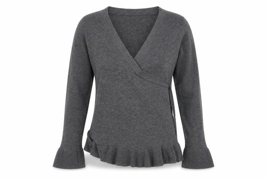 Womens UK Size S JoJo Maman Bébé Grey Wrap T-Shirt