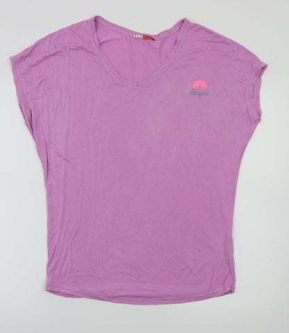 Womens UK Size 12 Elle Sport Purple Basic T-Shirt