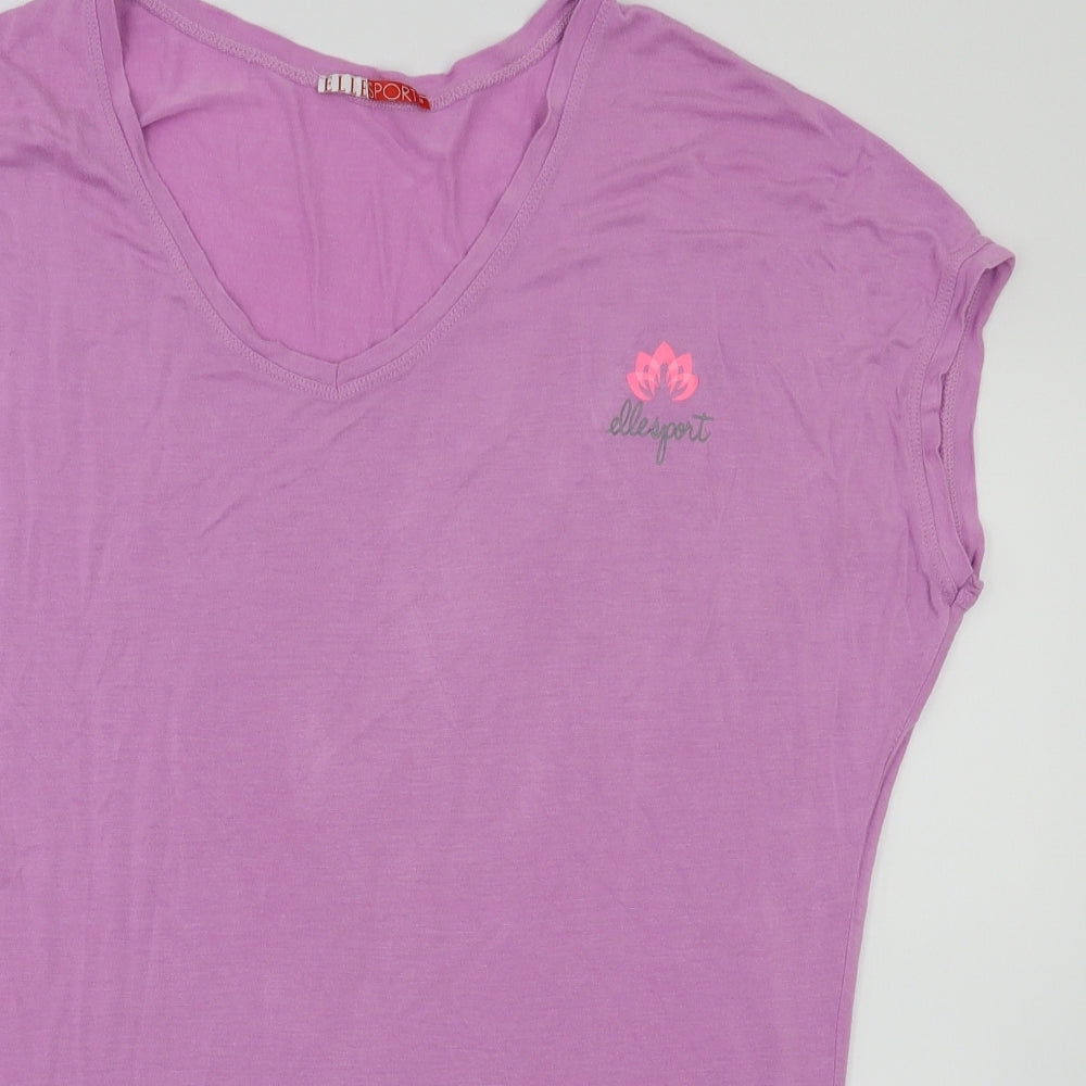 Womens UK Size 12 Elle Sport Purple Basic T-Shirt