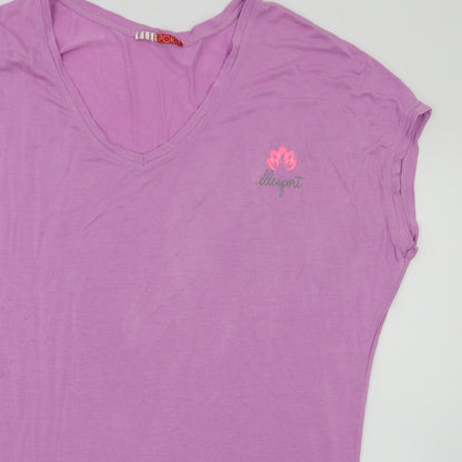 Womens UK Size 12 Elle Sport Purple Basic T-Shirt