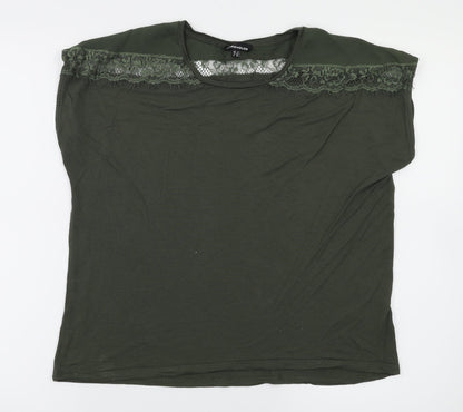 Womens UK Size 8 Warehouse Green Basic T-Shirt