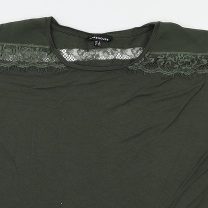 Womens UK Size 8 Warehouse Green Basic T-Shirt