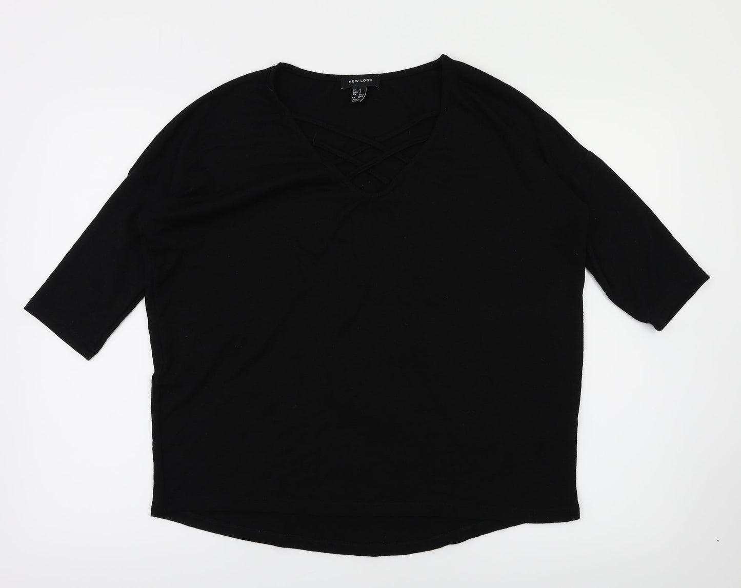 Womens UK Size S New Look Black Basic T-Shirt